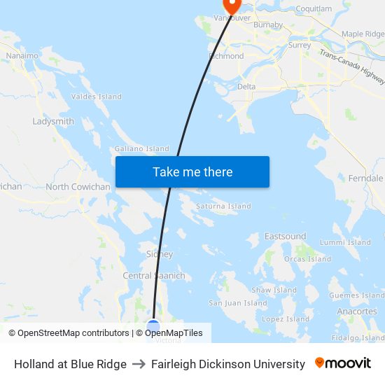 Holland at Blue Ridge to Fairleigh Dickinson University map
