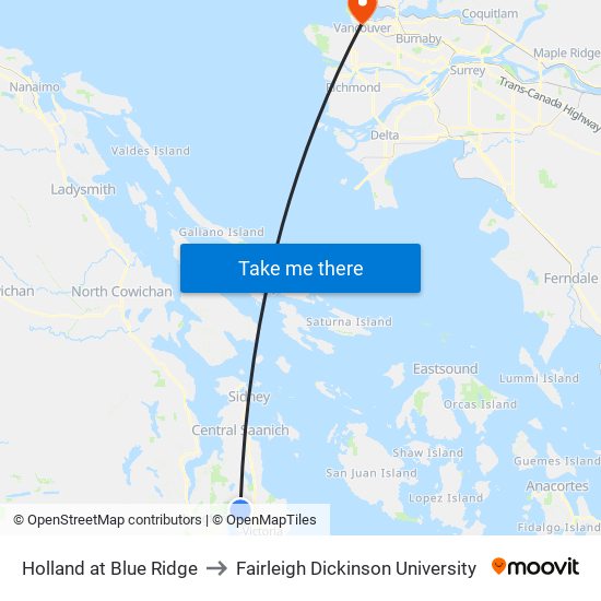 Holland at Blue Ridge to Fairleigh Dickinson University map