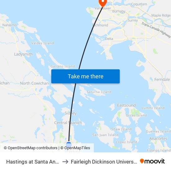 Hastings at Santa Anita to Fairleigh Dickinson University map