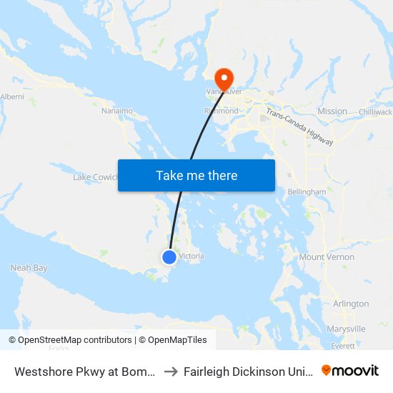 Westshore Pkwy at Bombardier to Fairleigh Dickinson University map
