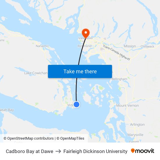 Cadboro Bay at Dawe to Fairleigh Dickinson University map