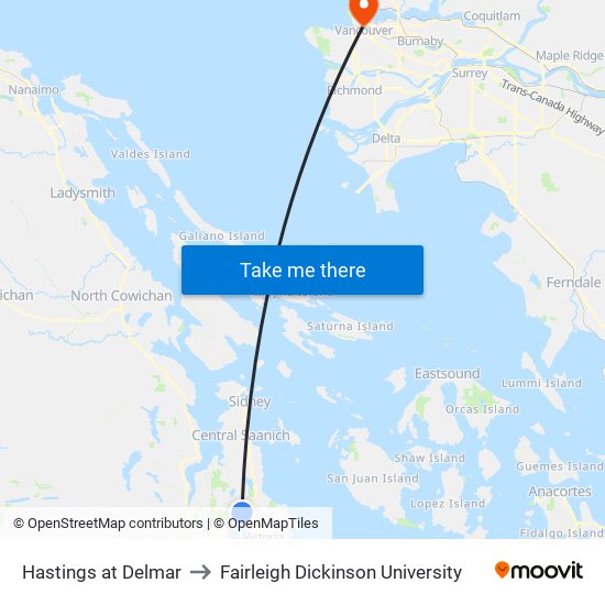 Hastings at Delmar to Fairleigh Dickinson University map