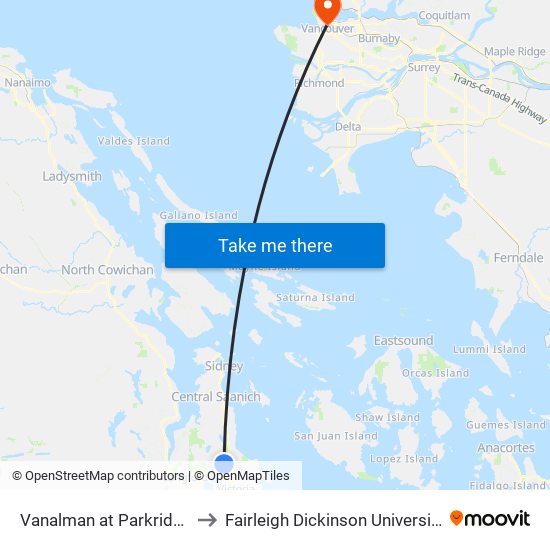 Vanalman at Parkridge to Fairleigh Dickinson University map