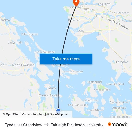 Tyndall at Grandview to Fairleigh Dickinson University map