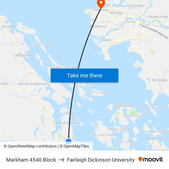 Markham 4540 Block to Fairleigh Dickinson University map