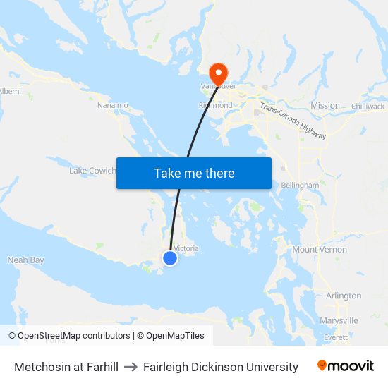 Metchosin at Farhill to Fairleigh Dickinson University map