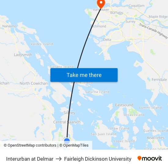 Interurban at Delmar to Fairleigh Dickinson University map