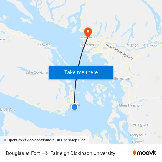 Douglas at Fort to Fairleigh Dickinson University map