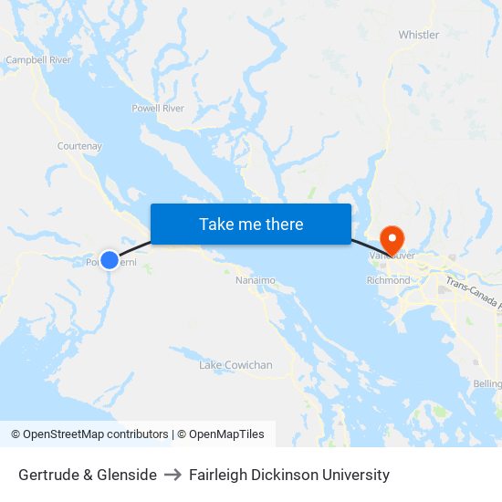 Gertrude & Glenside to Fairleigh Dickinson University map