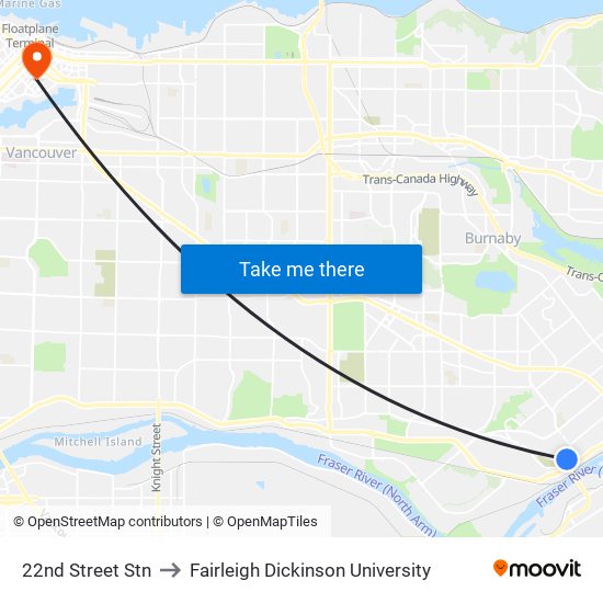 22nd Street Stn to Fairleigh Dickinson University map