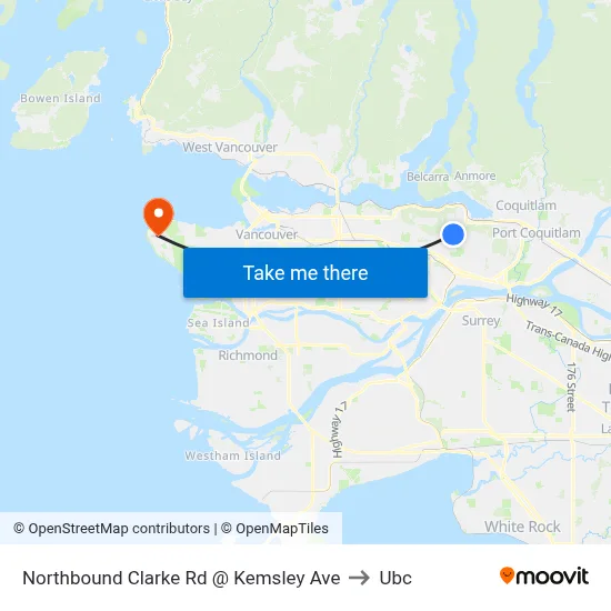 Northbound Clarke Rd @ Kemsley Ave to Ubc map