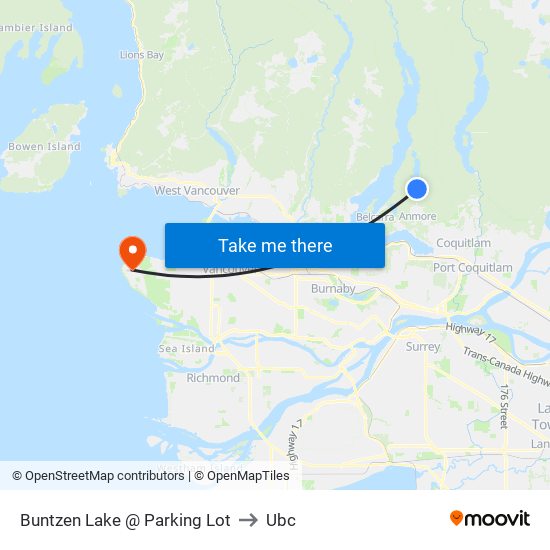 Buntzen Lake @ Parking Lot to Ubc map
