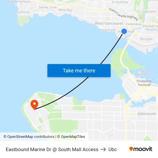 Eastbound Marine Dr @ South Mall Access to Ubc map