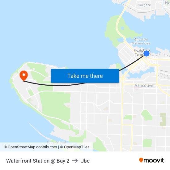 Waterfront Station @ Bay 2 to Ubc map