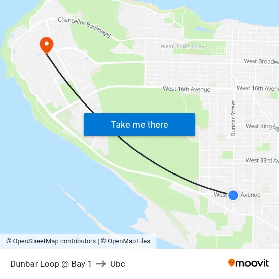Dunbar Loop @ Bay 1 to Ubc map