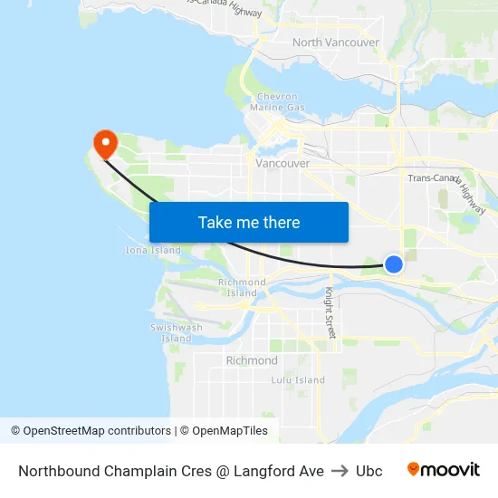 Northbound Champlain Cres @ Langford Ave to Ubc map