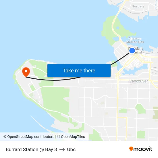Burrard Station @ Bay 3 to Ubc map