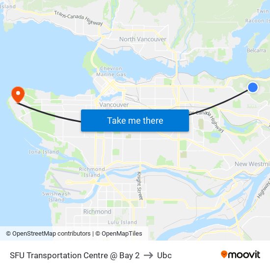 SFU Transportation Centre @ Bay 2 to Ubc map