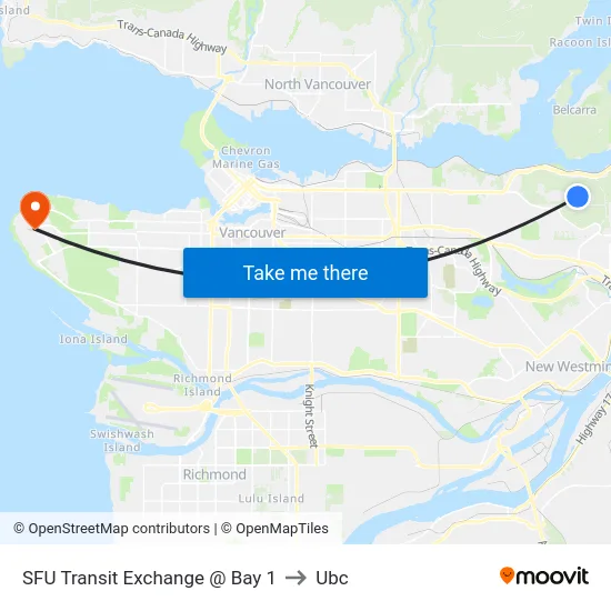 SFU Transit Exchange @ Bay 1 to Ubc map