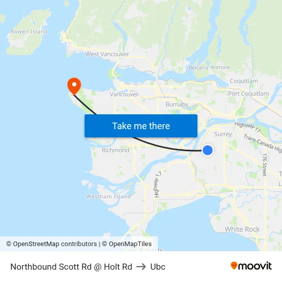 Northbound Scott Rd @ Holt Rd to Ubc map