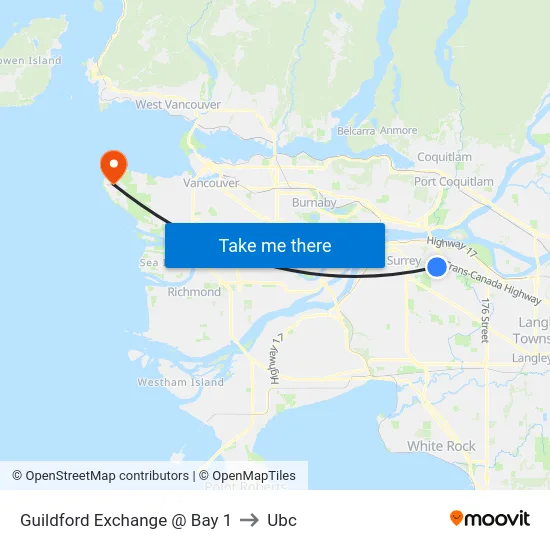 Guildford Exchange @ Bay 1 to Ubc map