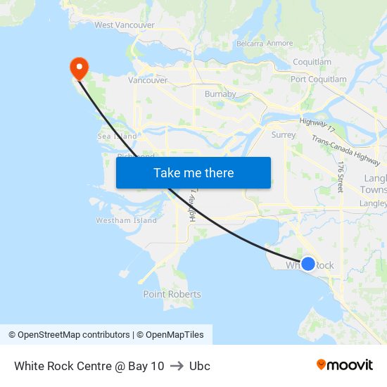 White Rock Centre @ Bay 10 to Ubc map