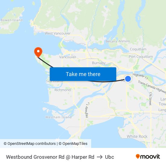 Westbound Grosvenor Rd @ Harper Rd to Ubc map