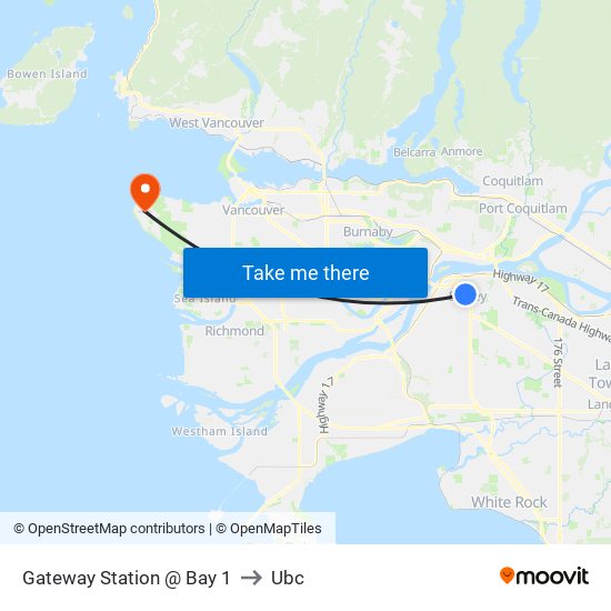Gateway Station @ Bay 1 to Ubc map