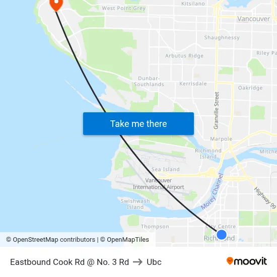 Eastbound Cook Rd @ No. 3 Rd to Ubc map
