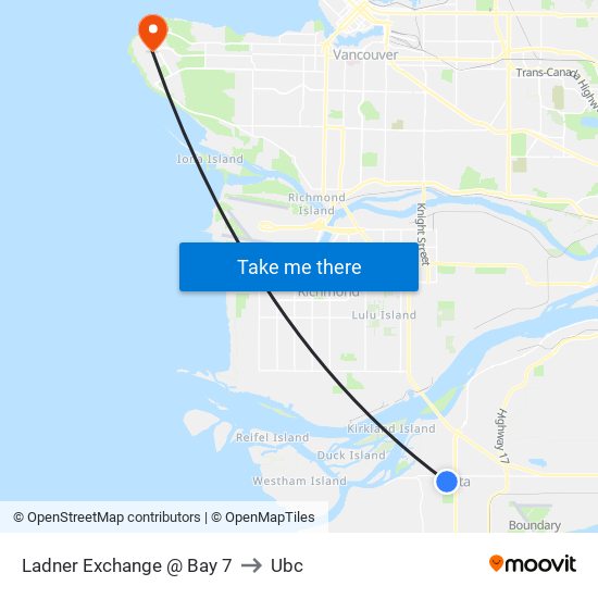 Ladner Exchange @ Bay 7 to Ubc map