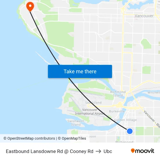 Eastbound Lansdowne Rd @ Cooney Rd to Ubc map