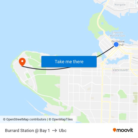 Burrard Station @ Bay 1 to Ubc map