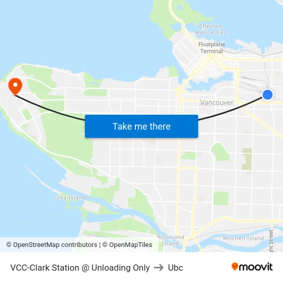 VCC-Clark Station @ Unloading Only to Ubc map