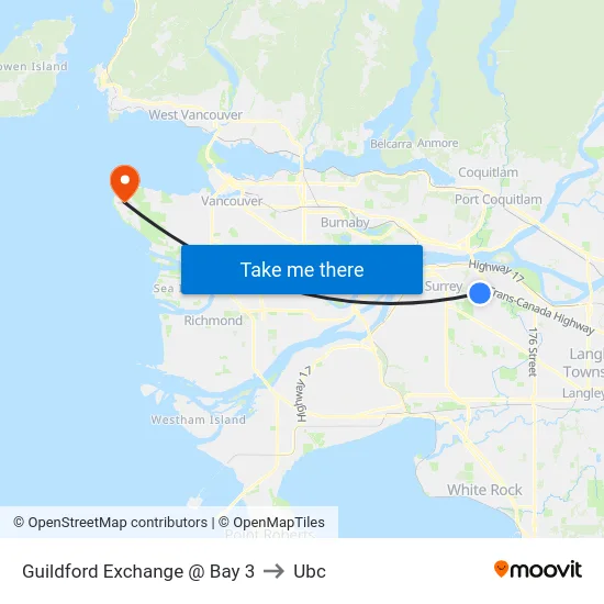 Guildford Exchange @ Bay 3 to Ubc map