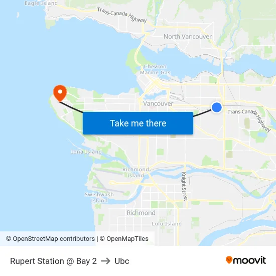 Rupert Station @ Bay 2 to Ubc map