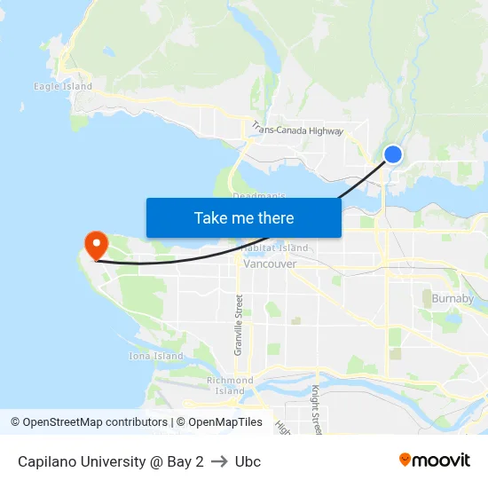 Capilano University @ Bay 2 to Ubc map