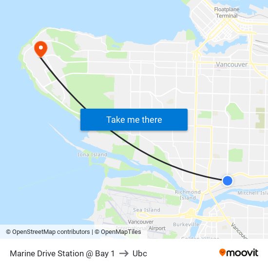 Marine Drive Station @ Bay 1 to Ubc map