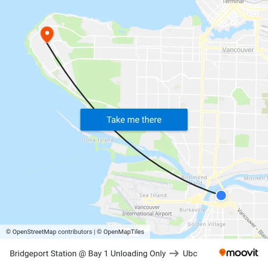 Bridgeport Station @ Bay 1 Unloading Only to Ubc map