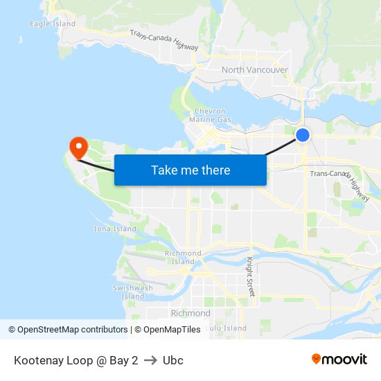 Kootenay Loop @ Bay 2 to Ubc map