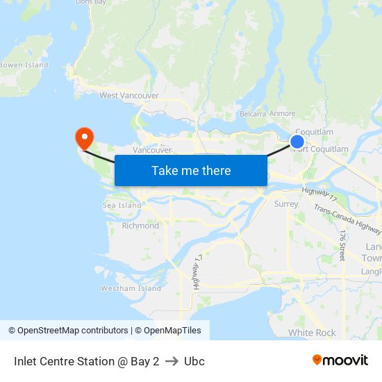 Inlet Centre Station @ Bay 2 to Ubc map