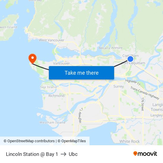 Lincoln Station @ Bay 1 to Ubc map