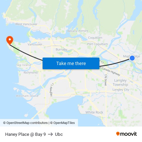 Haney Place @ Bay 9 to Ubc map