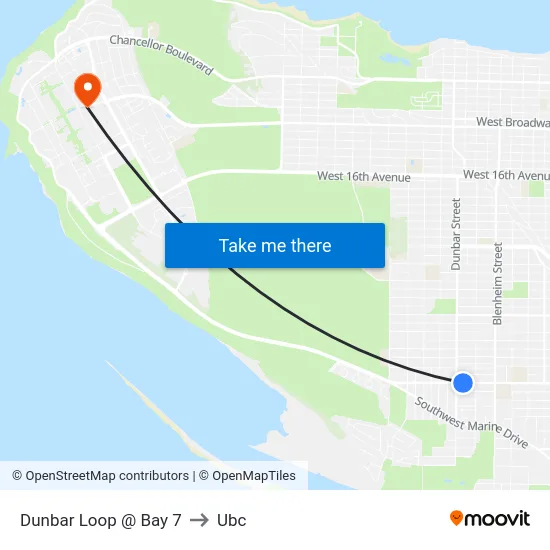 Dunbar Loop @ Bay 7 to Ubc map