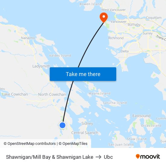 Shawnigan/Mill Bay & Shawnigan Lake to Ubc map