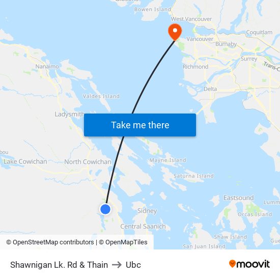 Shawnigan Lk. Rd & Thain to Ubc map