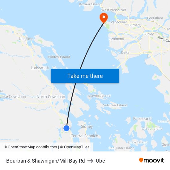 Bourban & Shawnigan/Mill Bay Rd to Ubc map