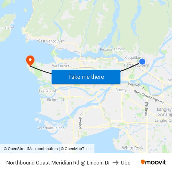 Northbound Coast Meridian Rd @ Lincoln Dr to Ubc map