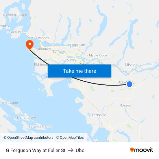 G Ferguson Way at Fuller St to Ubc map