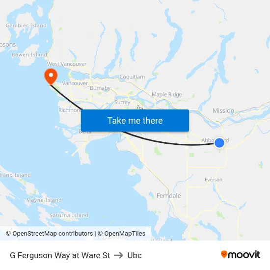G Ferguson Way at Ware St to Ubc map