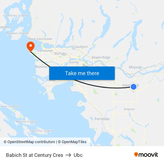 Babich St at Century Cres to Ubc map